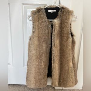 Zara Brown Faux Fur Vest Size Small
